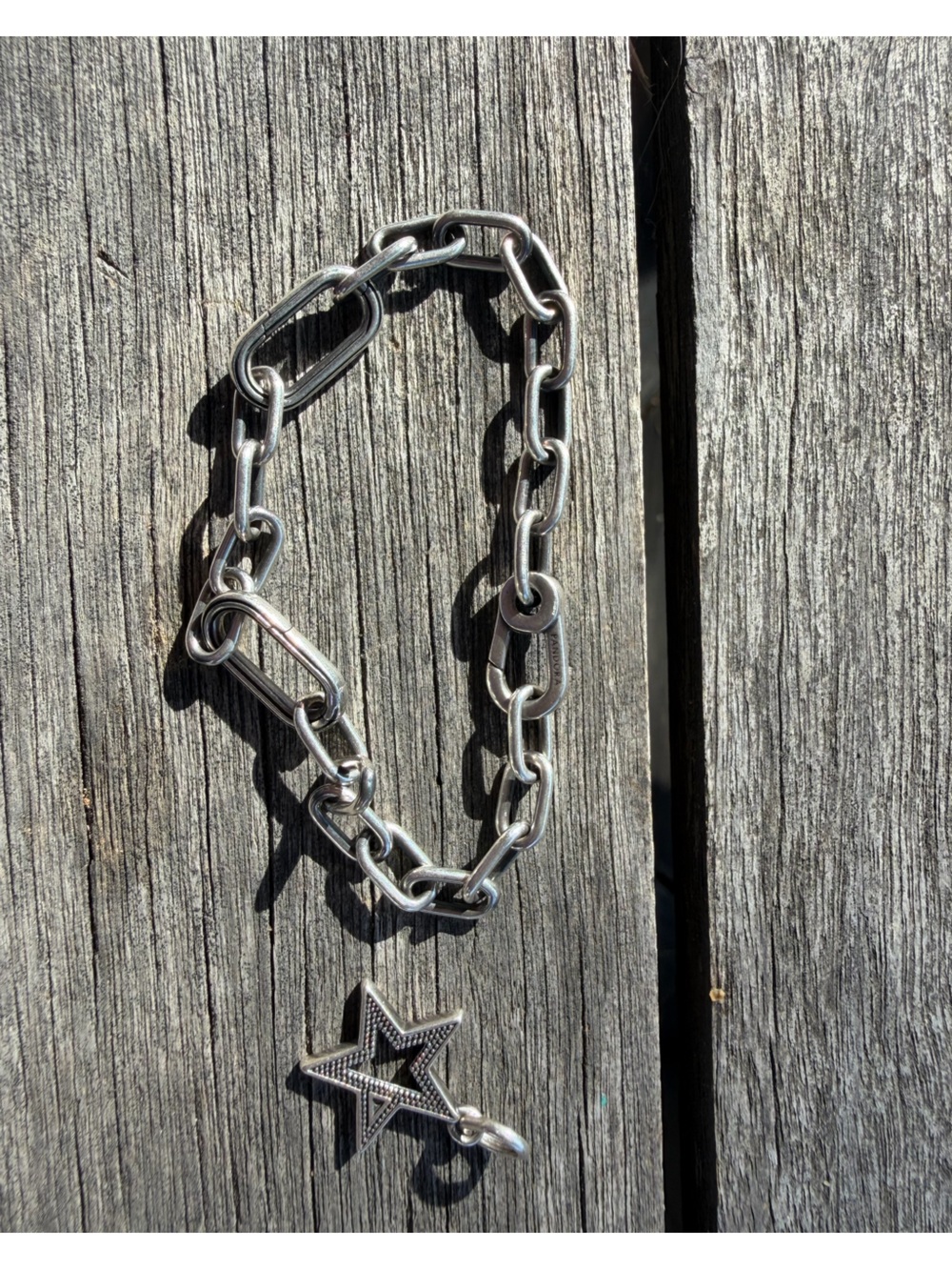 Pandora Sterling Silver Chain Bracelet with Star Charm S925 ALE - Picture 13 of 13